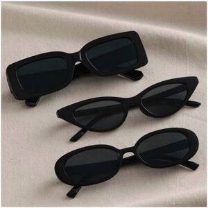 Y2K Black Fashion Cateye Retro Sunglasses 3 pair